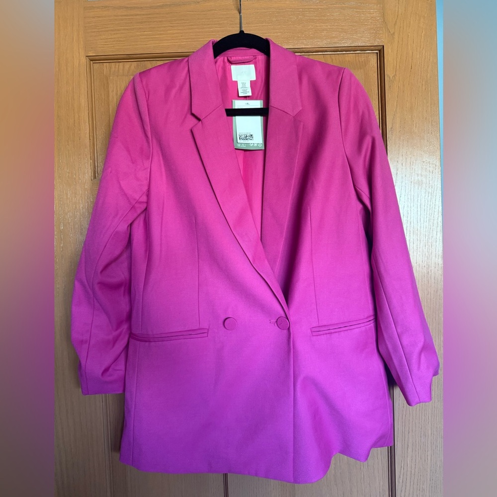 H&M Hot Pink Magenta Blazer – Bold Statement Piece, Size XS